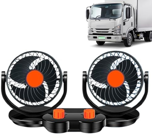 Mihauuke Tragbarer Ventilator Für Fahrzeuge,Zweifach Auto Ventilator 12V/24V | Fahrzeug Zubehör für Golfwagen Boot LKW ATV Marine Armaturenbrett Rücksitz