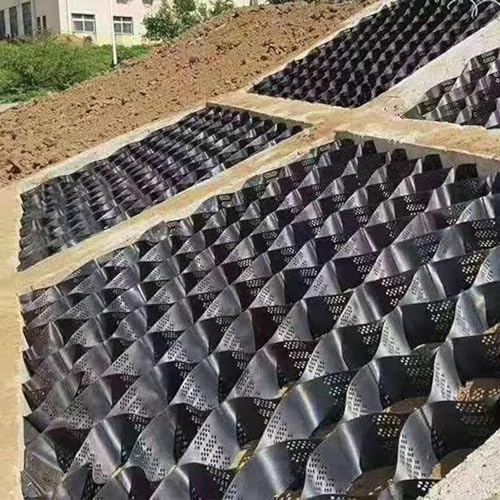 Caillebotis en plastique Géogrille stabilisatrice de gravier de 5cm de haut, grille de sol for murs de soutènement, grille d'allée Anti-déformation de terrassement perméable Caillebotis stabilisateur