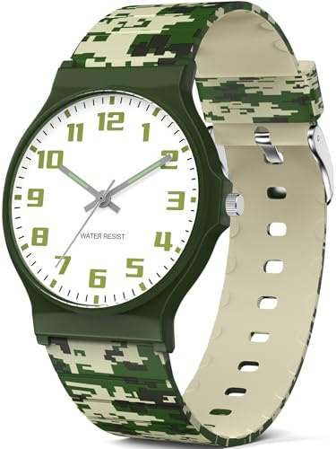 TENOCK Kids Analog Watch for Boys Girls, 30M Waterproof, Sports Watch with Thin Dial, Soft Strap, Easy to Read for Children Aged 5-15, Kids Birthday Gift