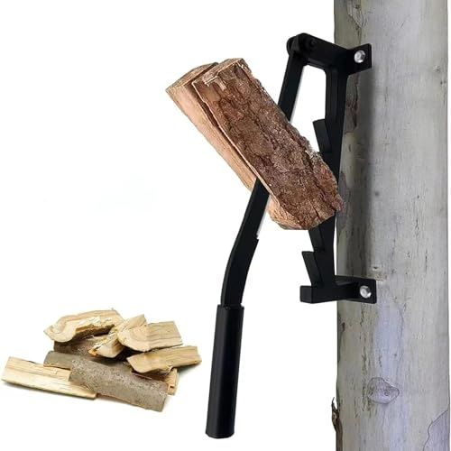DECAKE Kindling Wood Splitter, Wall Mounted Firewood Log Splitter Manual Lever with Adjustable Handle, Portable Fire Cutter Maker for Home Fireplaces Camping Pizza Ovens Saunas BBQ Grills