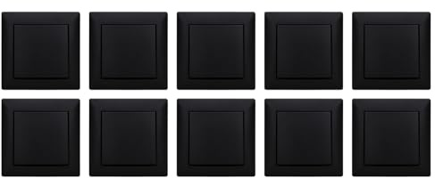 10 Stück Busch-Jaeger balance SI Wechselschalter-Set 1-fach Schwarz matt | 10× 2000/6 US Wechselschalter, 10× 2506-915 Wippe und 10× 1721-915 Abdeckrahmen 1-fach, Schwarz matt