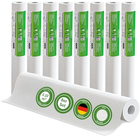 Veluxis Vliestapete Creative 8er-Set Raufaser – 10,05 m × 0,53 m | renoviervlies, überstreichbar, atmungsaktiv, Wandtapete Made in Germany I Veluxis ®