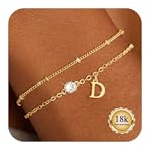 Maynor Armband Damen mit Buchstaben 5A Zirkonia Anhänger,Initialen A-Z 18K Vergoldet Armbänder, Personalisierte Namensarmband Schmuck Geschenk Frauen Mädchen Frau Mama
