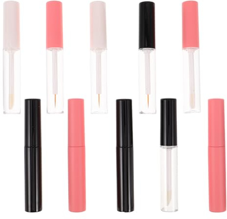 TOPBATHY 10stücke Leere Lipgloss-Flasche mit Applikator Nachfüllbar Transparenter Kunststoffbehälter für DIY Kosmetik Make-up Zubehör Reise Freundlich Auslaufsicher Wiederverwendbar