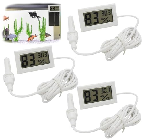 3 Pcs Reptile Thermometer, Fish Tank Thermometer, Hygrometer, Suitable for Terrariums, Greenhouses, Offices and Restaurants, Easy To Read and Install