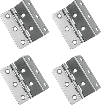 Leliafleury 4Pcs Three Fold Hinges 51x15x1MM Folding Cabinet Hinges 8-Hole Cranked Hinge for Windows Cabinets Boxes, Silver