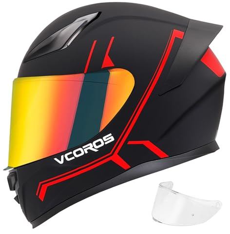 VCOROS Integralhelm für Unisex WS-609 Motorradhelm ECE 22.06 Zertifiziert | Integralhelme mit Austauschbar Helmvisier Vollvisierhelm Motorradhelm Integralhelm für Motorrad Roller Rennen
