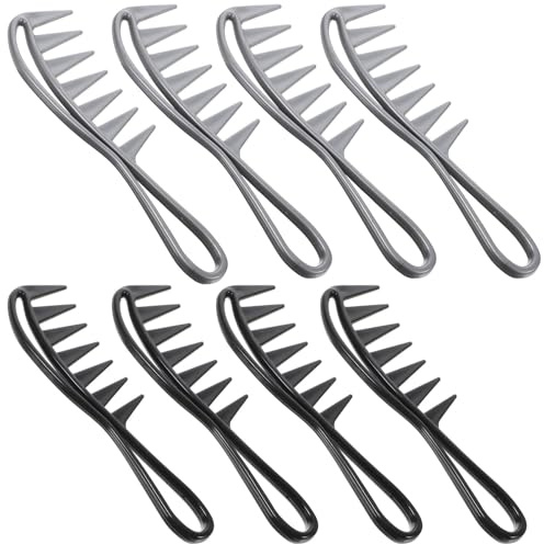 Baluue Pettine a Denti Larghi 8 Pezzi in Abs Antistatico per Chioma Ricci e Mossi, Design che Evita Tiraggio, per Kit Cosmetologo e Uso Quotidiano