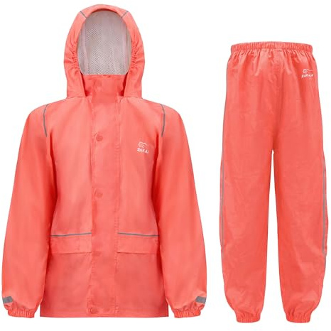 Zorax Veste et pantalon de pluie pour enfants | Manteau de pluie et pantalon à capuche imperméable léger unisexe coupe-vent pour garçons et filles, sac de transport
