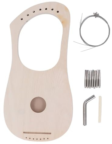7-saitiger Lyra-Harfe-Bausatz zum Selberbauen, unlackierter Lindenholzkorpus mit Stimmwerkzeugen und Brücke, bauen Sie Ihr eigenes Musikinstrument für Bastler und kreatives