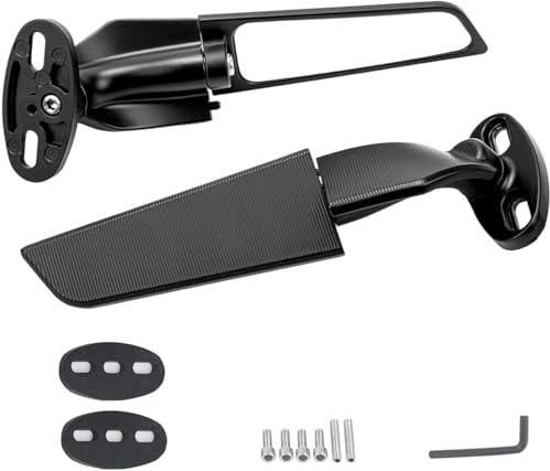 Motorcycle Mirrors, 360° Adjustable Stealth Wing Mirrors, Folding Aerodynamic Motorbike Side Mirrors, Aluminum Alloy, Compatible with Ninja 300/400/650 ZX6R ZX10R CBR GSXR