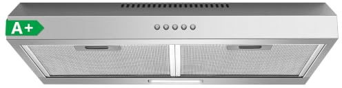 TopStrong 60cm Under Cabinet Cooker Hood, 250m³/h Slim Kitchen Extractor Fan, 3 Speed, A+ Energy Rating, LED Light, 430 Stainless Steel, Recirculating & Ducted Extractor Hood