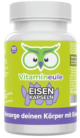 Eisen Komplex Kapseln + Vitamin C - hochdosiert 56 mg aus Eisenbisglycinat (Eisenchelat) - bioaktiv & vegan - Produktion in Deutschland - für Erwachsene & Kinder - laborgeprüft - Vitamineule®