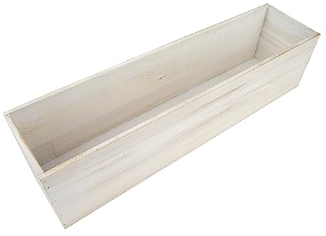 Balsa Circle 24x6-Inch Natural Whitewashed Wood Rustic Rectangular Planter Boxes Holders Centerpieces Wedding Decorations Party