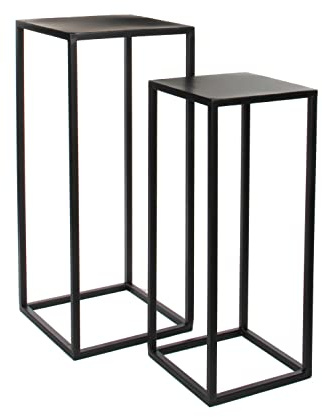 MICA Decorations Beistelltische Goa Schwarz Metall 2er Set - 70 & 60 cm hoch - Satztisch - Pflanztisch