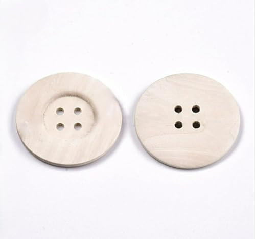 12 große Holzknöpfe - 50mm - 4-Loch Mantelknöpfe Bastelknöpfe Hellbraun