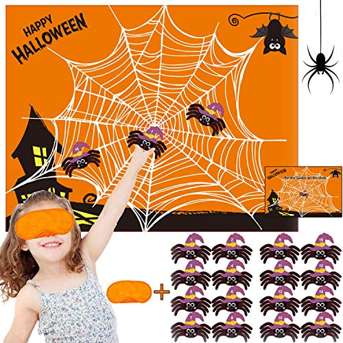 Funnlot Halloween Games Halloween Party Games for Kids Pin The Spider on The Web Game Halloween Party Favors and Game Pin The Tail Activities for Kids