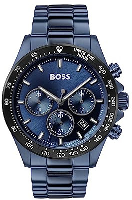 BOSS Chronograph Quartz Watch for Men HERO Collection with Blue Stainless Steel Bracelet - 1513758
