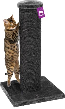 Petrebels XXL Kratzstamm Stabil Große Katze, Savannah 86 cm hoch, Schwarz | extrem stabiler Kratzsäule, Ø 20 cm dicker Stamm, für grosse Katzen, Maine Coon, Ragdoll, Natur-Sisal, dicke Bodenplatte