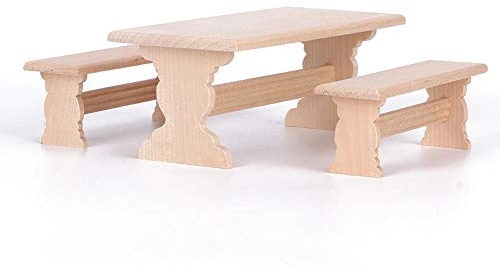 Puppenhaus Küchenmöbel, Miniatur Holz Küchentisch Bank Modell Set Set Zimmermöbel Zubehör für 1:12 Puppenhaus(Tischbank)