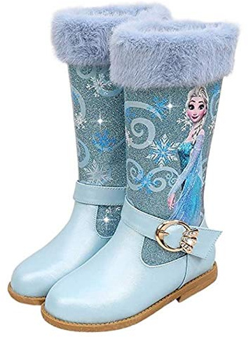 Kosplay Stivali da Principessa Ragazze Elsa Bambini Stivali da Neve Morbide Fodera Calda Stivaletti Ragazze Inverno Scarponi da Sci all'aperto Partito Principessa Scarpe Eleganti