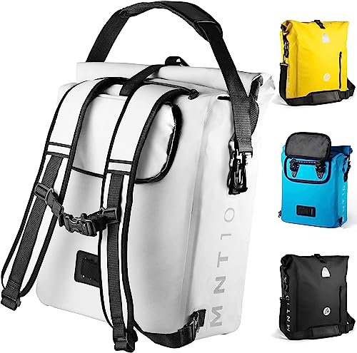 MNT10 3in1 Fahrradtasche für Gepäckträger in 18L, 25L I Gepäckträgertasche für Fahrrad, Rucksack & Umhängetasche in 1 I Wasserdicht & reflektierend I Kombi Fahrrad Rucksack für Touren, Uni, Arbeit
