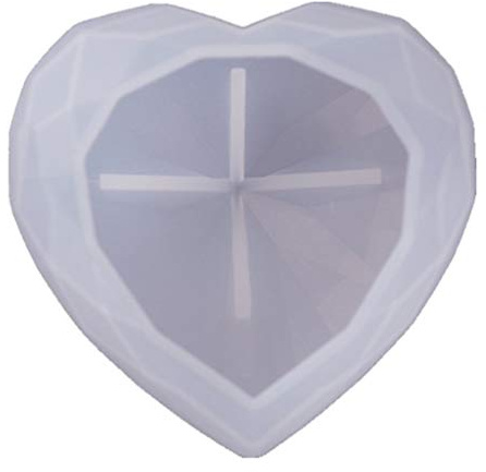 Boji Stampo in silicone epossidico sfaccettato a forma di cuore in resina 3D diamante diamante per fai da te