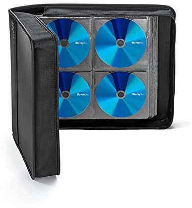 SANWA Pochette CD/DVD 240 Disques, Boîtier de Rangement Rigide avec Fermeture Éclair et Poignée, Étui Portable pour VCD, Blu-Ray, Films, Musique – Maison, Bureau, Voiture, Noir