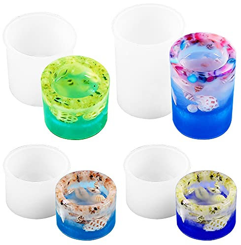 4 Stück Zylinderharzformen Silikon, SENHAI Teelichthalter, Epoxidharz-Formen für Kerzenhalter, Harzguss, Dekoration, Hochzeit, Heimdekoration