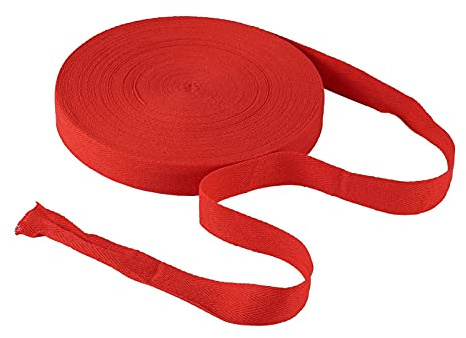 PandaHall 45 Meter 25 mm Baumwoll-Wimpelband, rotes Köperband, Fischgräten-Bänder zum Nähen, Schneidern, Änderungen, Handwerk