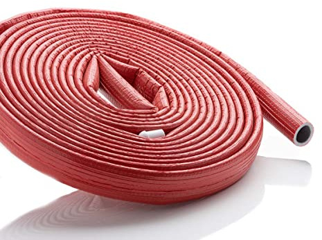 10m PE Rohrisolierung mit roter Schutzhaut 18mm x 6mm x 10m | Dämmdicke 6mm | NMC Climaflex Stabil | für Kalt und Warmwasserrohr