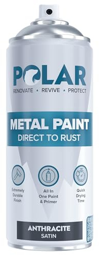 Polar Direct to Rust Metal Spray Paint, 400ml, Satin Anthracite | 3-in-1 Metal Primer, Undercoat and Topcoat, Direct to Rust, Corrosion and UV Resistant, Indoor and Outdoor