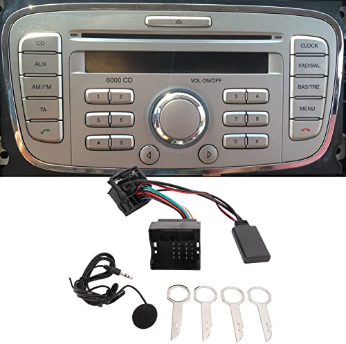 Tefola Bluetooth 5.0 Wireless Audio Adapter, Bluetooth Music Adapter Aux In Kabel Mit Mikrofon Ersatz für Focus Mondeo Fiesta Fusion 6000CD