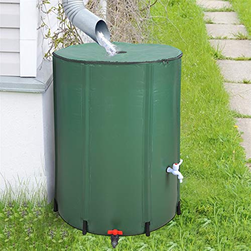 Outvita 100 Gallon Collapsible Rain Barrel, Garden Water Storage Tank, Portable Folding Rainwater Collector, Water Catcher with Filter Overflow Kit Faucet Green