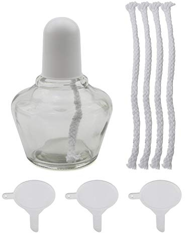 Pxyelec 150ml Glass Alcohol Burner Lamp for Lab Heating with Wicks & Funnels | Includes 5 Replacement Wicks and 3 Funnels, Durable Glass, Ideal for Lab Use
