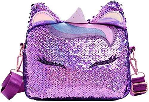 TENDYCOCO Einhorn Umhängetasche Kinder Geldbörse Einhörner Für Mädchen (Lila, 19 x 7 x 15 cm)