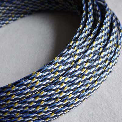 8meter Cable Sleeves 12mm Cotton yarn Braid Wire Protecting PP+ PET Nylon Cable Sleeve wire mesh shock for cable sets-BYW Blue