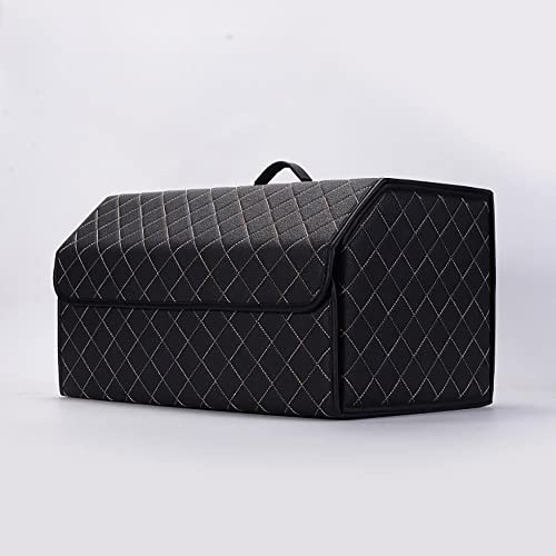 KAJAME Zusammenklappbarer Leder Auto Kofferraumtaschen Taschen Kofferraumtasche für BMW X5 X5M E53 E70 F15 F95 G05 X6 X6M F16 E71 E72 F96 G06 M50i X6M Kofferraum-Organizer Autozubehör,black-XL