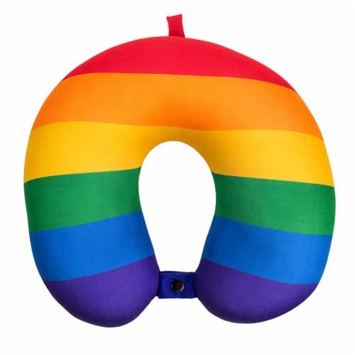 MIJOMA Reisekissen Nackenkissen mit Micropellets, 28x28 cm - Weich, Komfortabel, Multifunktional - Ideal für Reisen und Entspannung - Schickes Design, Praktischer Druckknopfverschluss (Regenbogen)