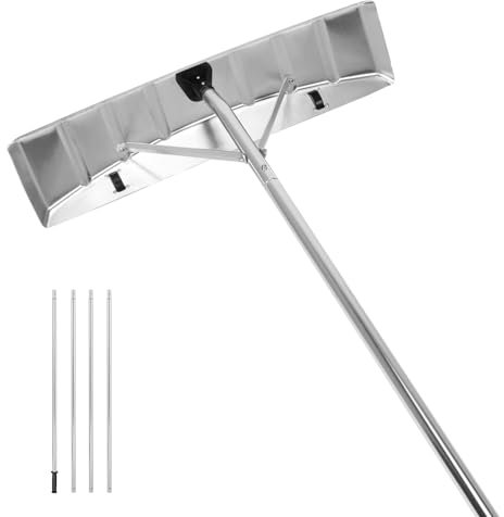GOPLUS Schneeschieber Dach, Einstellbereich 148-608cm, Schneeschaufel Aluminium leicht mit Teleskopstiel, Dachräumer mit übergroßer Klinge & rutschfestem Griff, Schneeräumer für Dachschnee