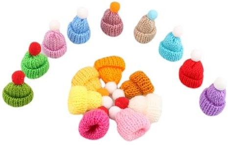 BABANI 150 Stück Mini Strickmützen Zum Basteln Mützen Für Sorgenwürmchen Mützchen Sorgenwürmchen Weihnachtsmützen Puppen Hut Zum Kleine Weihnachten Basteldekoration Gestrickt Ornamente (2)