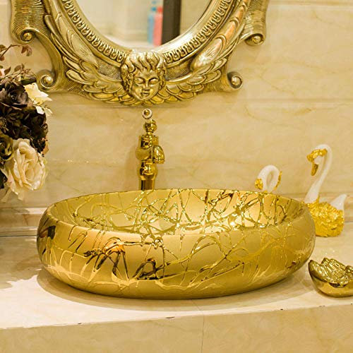 DDNGEJ Badezimmer-Waschbecken, Aufsatzwaschbecken, ovale Badezimmer-Garderobe, Keramik-Waschbecken, Keramik-Waschbecken, Aufsatzbecken, Waschbecken, Badezimmer, C