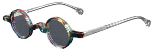PZEOB Fake Brille Tragbare runde Brillengestelle, Acetat-Brillengestelle, einzigartige Vintage-Brillengestelle, klare Gläser, Brillen, Unisex perfekte Übereinstimmung