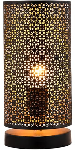 Moderne Tischlampe Tuza handgefertigt aus Metall in Schwarz 25 cm hoch
