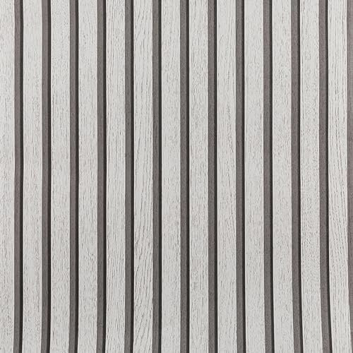 Tarwanear 3D Effect Grey Wood Slat Wallpaper Grey Wood Effect Grain Panel Wallpaper 0.53x9.5m Retro Faux Striped Panel Wall Feature Wall Paper for Living Room Bedroom Hallway