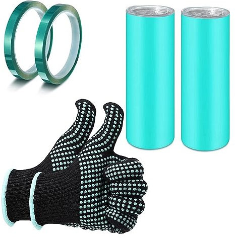 Blmirror Sublimationsbecher Silikonband HüLlen Set, EinschließLich 2 Silikon Tassenverpackungen, 2 WäRmepressbäNder und WäRmehandschuhe