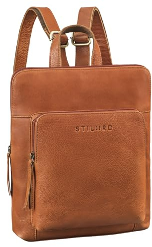 STILORD Ari Liten dam stadsryggsäck i läder - Läderryggsäck dagpack i elegant stil av äkta läder | Modern ryggsäck för 13-tums surfplattor Farbe:Texas-brun