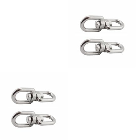 IMIKEYA 4 Pièces Crochets Pivotants 304 Anneau Pivotant en Acier Inoxydable Double Oeil Balançoire Manille Connecteur Matériel Double Extrémité Crochets à Ressort pour Balançoire d'arbre