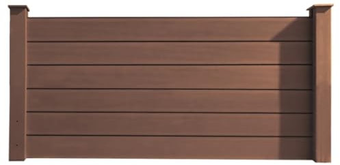 HORI Sichtschutzzaun Anbauelement Halbhoch | WPC Zaun mit schmalen Lamellen | Anthrazit Windschutz | Robuster Gartenzaun zum Aufschrauben | Modernes Design Aufschrauben Braun