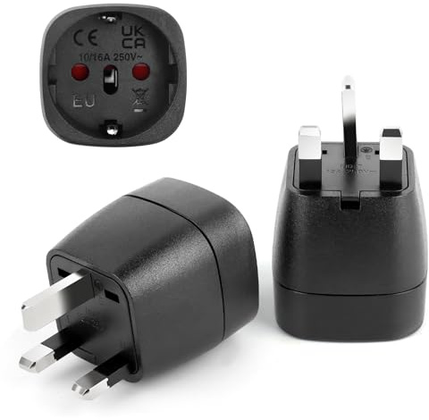JOPHEK Englisch-Stecker-Adapter, 2-teiliger Englisch-Stecker-Französisch-Adapter, Frankreich nach UK Reiseadapter G, Reiseadapter für Irland, England
